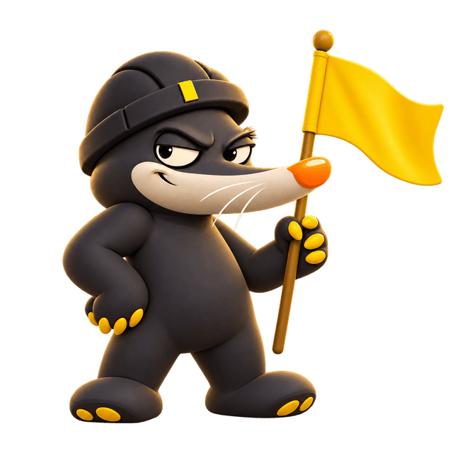 TRENCH holding a yellow flag